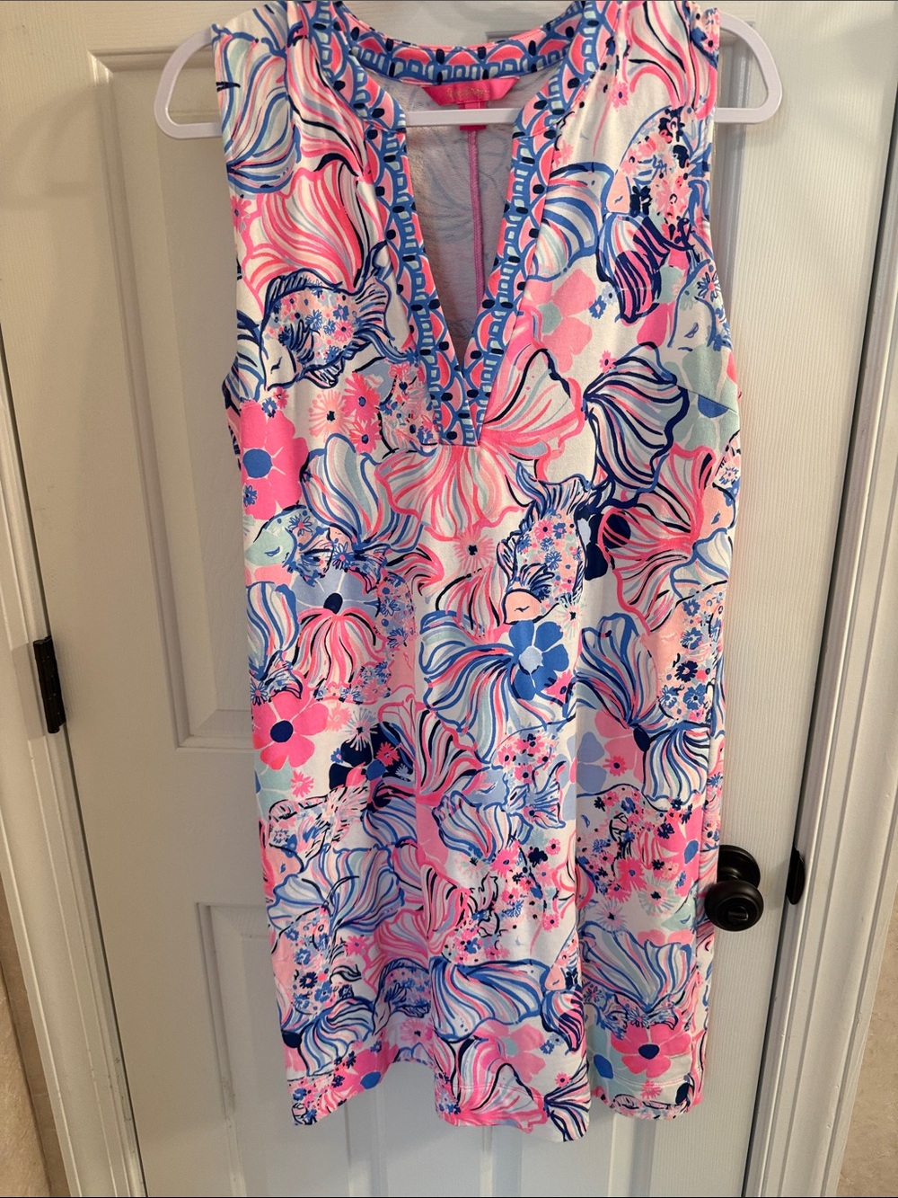 Lilly Pulitzer Girls Floral Swim Coverup in Pink, Blue & White